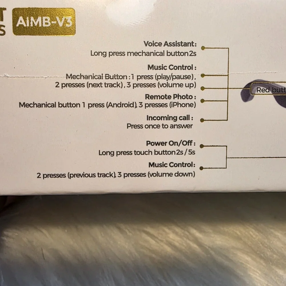 NEW Factory Sealed AIMB-V3 Smart Bluetooth Audio Glasses Black 2 Lens Sets